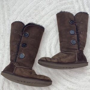 UGG Australia Brown Suede Button-Up Boots
